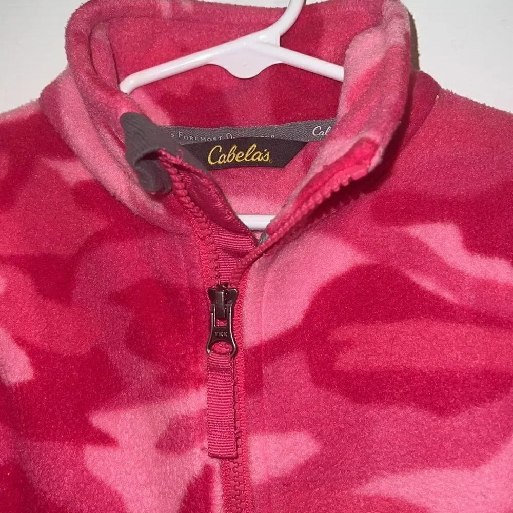 Cabela’s little girl youth XS 4/5 pink warm fleece Camo camouflage  jacket